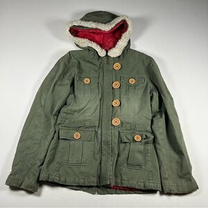 Vintage Y2k Split Field Jacket Woman’s Medium Olive Green Chore Military Skate